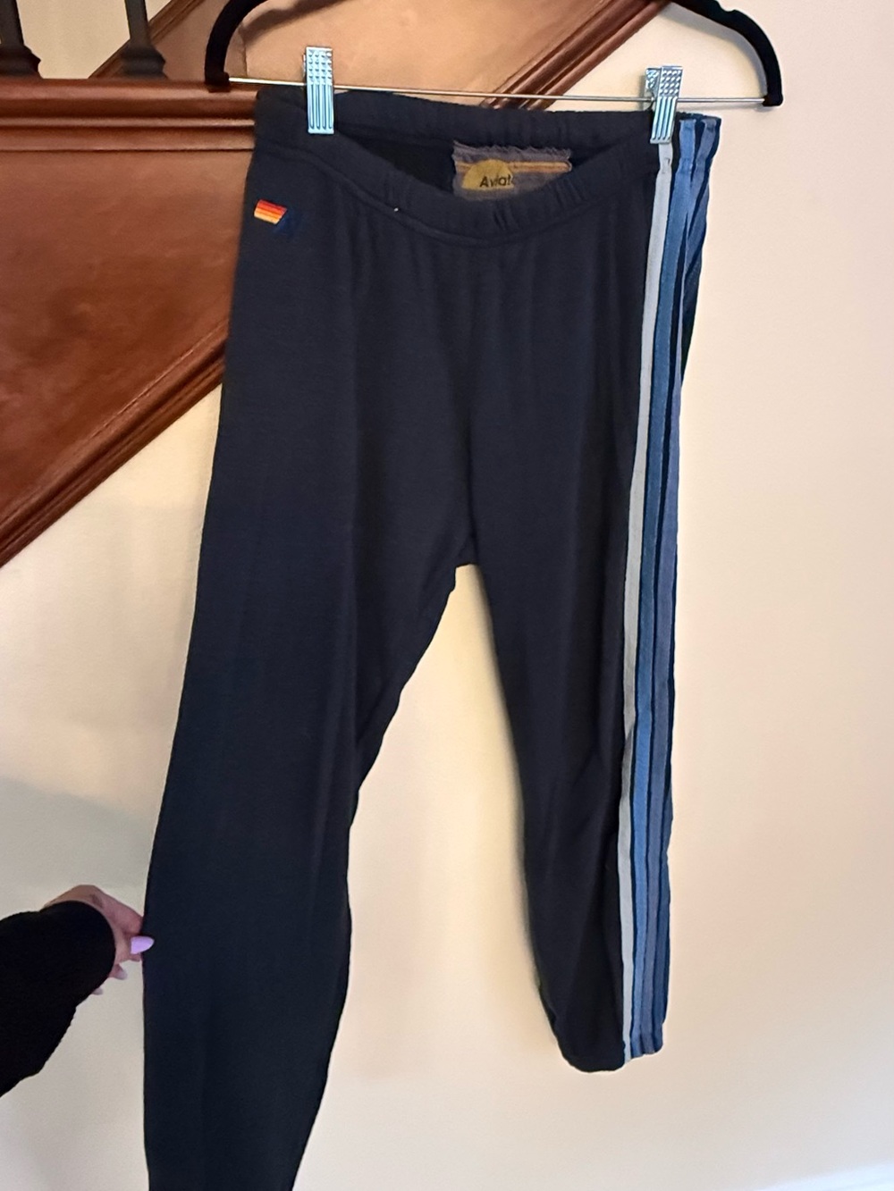 Aviator Nation Navy Sweatpants with Blue Strip Trim